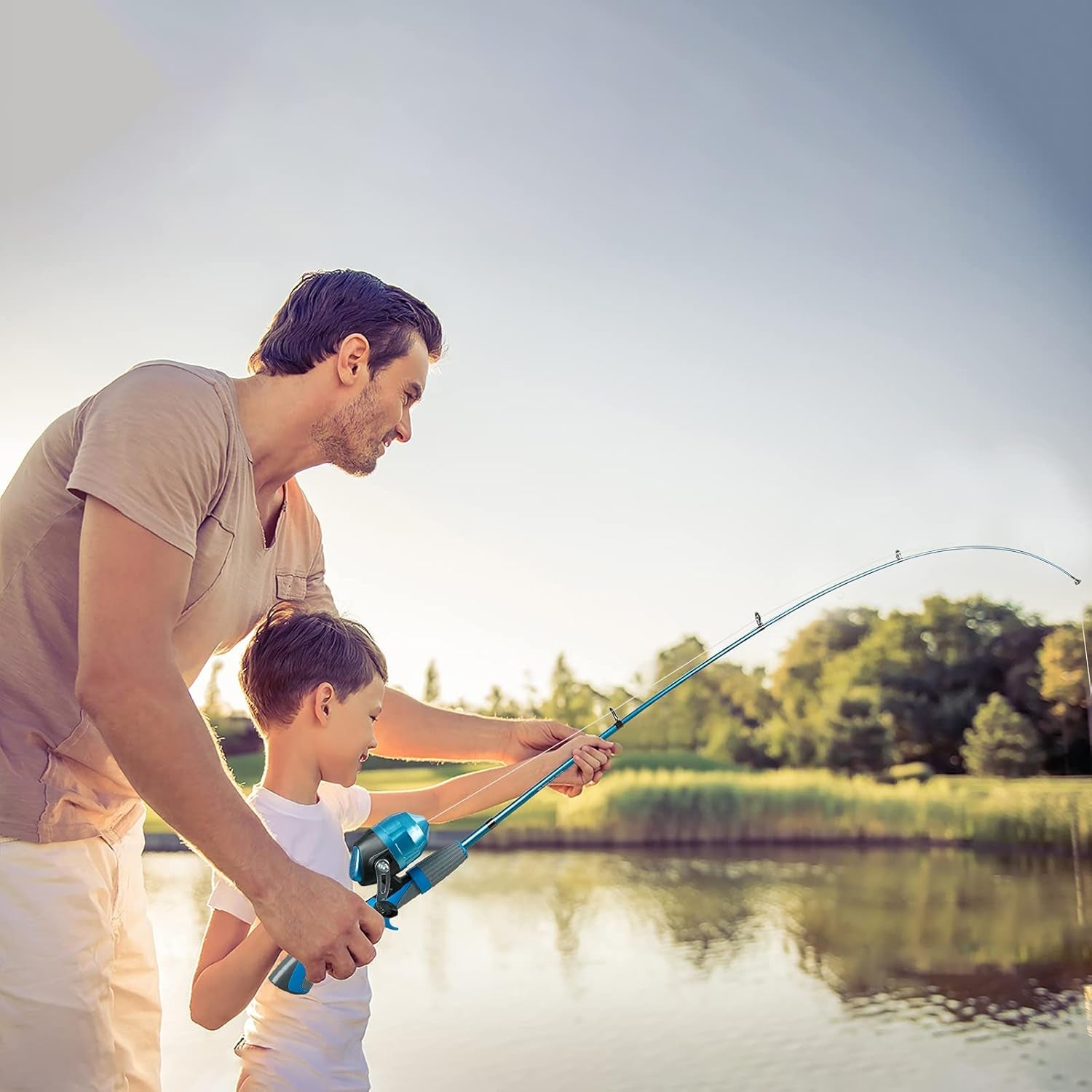 Kids Fishing Pole,Ice Telescopic Fishing Rod and Reel Full Kits, Spincast Youth Fishing Pole Fishing Gear for Kids, Boys