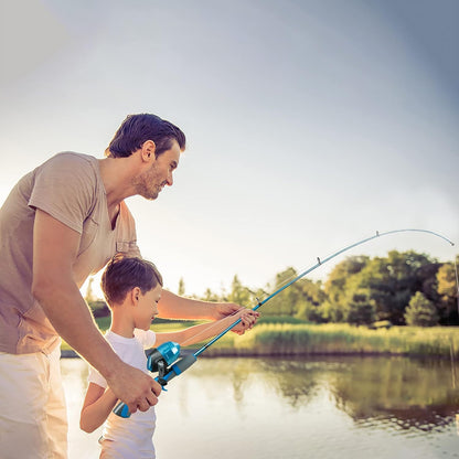 Kids Fishing Pole,Ice Telescopic Fishing Rod and Reel Full Kits, Spincast Youth Fishing Pole Fishing Gear for Kids, Boys